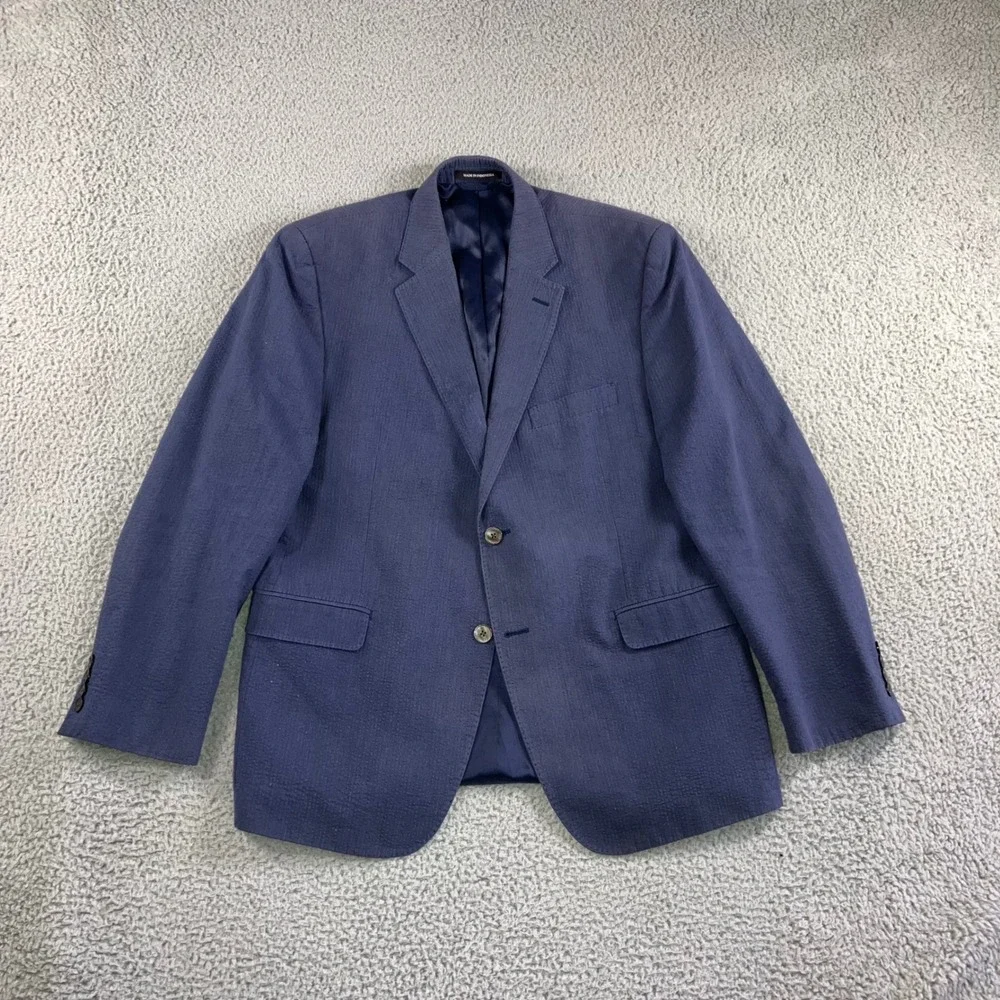 Ralph‎ Lauren Black Label Blazer Sport Coat Men 44 Slim Blue Textured 2 Button